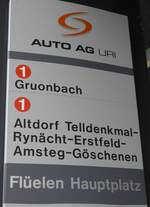 (150'557) - AUTO AG URI-Haltestellenschild - Flelen, Hauptplatz - am 10.