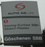 (140'404) - AUTO AG URI-Haltestellenschild - Gschenen, SBB - am 1.