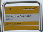 (169'436) - PostAuto-Haltestellenschild - Golzern, Talstation Seilbahn - am 25.