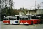 (066'134) - TL Lausanne - Nr. 716 + Nr. 715 + Nr. 713 - FBW/Hess Trolleybusse am 21. Mrz 2004 in Lausanne, Dpt Borde