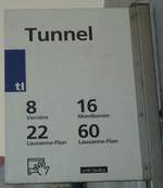 (135'100) - tl-Haltestellenschild - Lausanne, Tunnel - am 12. Juli 2011