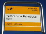 (132'483) - PostAuto-Haltestellenschild - Leysin, Tlcabine Berneuse - am 6. Februar 2011