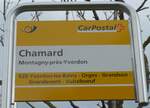 (173'029) - PostAuto-Haltestellenschild - Montagny-prs-Yverdon, Chamard - am 15.