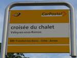(173'218) - PostAuto-Haltestellenschild - Valeyres-sous-Rances, croise du chalet - am 21.