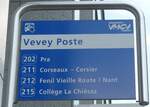 (195'708) - VMCV-Haltestellenschild - Vevey, Poste - am 6.