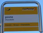 (178'098) - PostAuto-Haltestellenschild - Chandolin, poste - am 21.