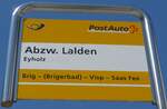(161'110) - PostAuto-Haltestellenschild - Eyholz, Abzw.Lalden - am 27.