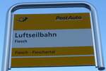 (214'133) - PostAuto-Haltestellenschild - Fiesch, Luftseilbahn - am 9.