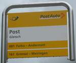 (226'141) - PostAuto-Haltestellenschild - Gletsch, Post - am 3.