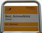 (127'539) - PostAuto-Haltestellenschild - Grimsel, Rest. Grimselblick - am 4. Juli 2010