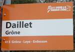 (244'163) - BALLESTRAZ-Haltestellenschild - Grne, Daillet - am 26.