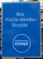 (231'639) - Bus Haute-Nendaz-Shuttle-Haltestellenschild - Haute-Nendaz, Tlcabine - am 1.