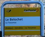 (232'115) - PostAuto-Haltestellenschild - La Tzoumaz, Le Belochet - am 19.