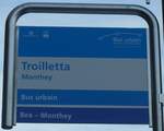 (158'118) - Bus urbain-Haltestellenschild - Monthey, Troilletta - am 2. Januar 2015
