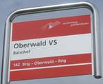(217'664) - matterhorn gotthard bahn-Haltestellenschild - Oberwald VS, Bahnhof - am 7. Juni 2020