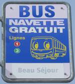 (178'969) - BUS NAVETTE-Haltestellenschild - Ovronnaz, Beau Sjour - am 12. Mrz 2017