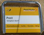 (208'301) - PostAuto-Haltestellenschild - Somplon Dorf, Post - am 3. August 2019
