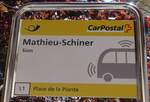 (172'833) - PostAuto-Haltestellenschild - Sion, Matthieu-Schiner - am 10. Juli 2016