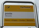 (181'859) - PostAuto-Haltestellenschild - Vercorin, poste - am 9. Juli 2017