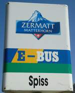 (133'382) - E-BUS-Haltestellenschild - Zermatt, Spiss - am 22.