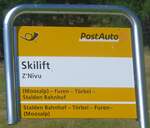(208'996) - PostAuto-Haltestellenschild - Z'Nivu, Skilift - am 18. August 2019