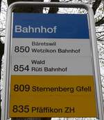 (149'557) - ZVV/PostAuto-Haltestellenschild - Bauma, Bahnhof - am 6.