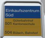 (168'882) - ZVV/PostAuto-Haltestellenschild - Blach, Einkaufszentrum Sd - am 24.