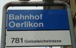 (134'872) - ZVV-Haltestellenschild - Zrich-Oerlikon, Bahnhof - am 10.