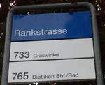 (170'541) - ZVV-Haltestellenschild - Kloten, Rankstrasse - am 13.