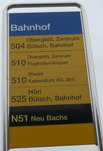 (168'888) - ZVV/PostAuto-Haltestellenschild - Oberglatt, Bahnhof - am 24.
