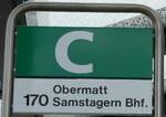 (235'162) - Bamert-Haltestellenschild - Richterswil, Bahnhof - am 4. Mai 2022