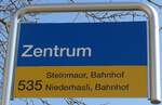 (169'329) - ZVV/PostAuto-Haltestellenschild - Stadel, Zentrum - am 19.