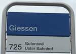 (181'923) - ZVV-Haltestellenschild - Volketswil, Giessen - am 10. Juli 2017