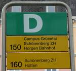 (280'725) - PostAuto-Haltestellenschild - Wdenswil, Bahnhof - am 27. September 2025