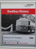 (263'807) - Plakat fr Stadtbus History am 18. Juni 2024 im Bus in Winterthur, Technorama