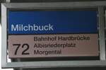 (256'208) - ZVV-Haltestellenschild - Zrich, Milchbuck - am 21. Oktober 2023