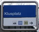 (260'127) - ZVV-Haltestellenschild - Zrich, Klusplatz - am 4. Mrz 2024