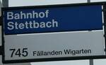 (256'305) - ZVV-Haltestellenschild - Zrich, Bahnhof Stettbach - am 21.