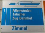 (205'242) - ZVB-Haltestellenschild - Unterägeri, Zimmel - am 18. Mai 2019 in Neuheim, ZDT
