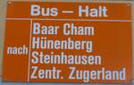 (205'275) - ZVB-Haltestellenschild am 18. Mai 2019 in Neuheim, ZDT