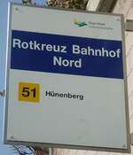 (138'053) - Zugerland Verkehrsbetriebe-Haltestellenschild - Rotkreuz, Bahnhof Nord - am 6.