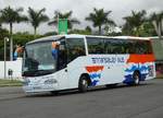 Scania Irizar Tourbus von TRANSALEX-BUS steht beim Loro Parque/Teneriffa, 01-2019