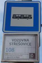 (198'780) - DPP-Haltestellenschild - Praha, Vozovna Stresovice - am 20.