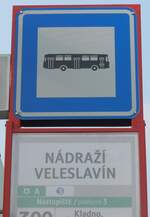 (198'521) - DPP-Haltestellenschild - Praha, Ndraz Veleslavn - am 19.