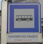 (198'742) - DPP-Haltestellenschild - Praha, Staromestsk Nmest - am 19.