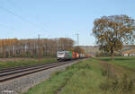 187 511-1 zieht mit einem Containerzug bei retzbach-Zellingen in Richtung Süden. 21.10.24